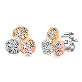 LUXURIANT DIAMOND -Lab Grown Diamant SI-GH Ohrringe, 925 Silber rhodiniert, 750 Gelbgold Vermeil und 750 Roségold Vermeil ca. 0.50 ct