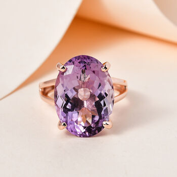 AAA Rose De France Amethyst Ring, 925 Silber ros&eacute;vergoldet (Gr&ouml;&szlig;e 19.00) ca. 12.30 ct