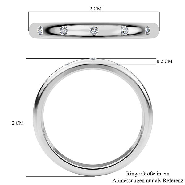 Schlichter, funkelnder Bandring in platiniertem Silber image number 6