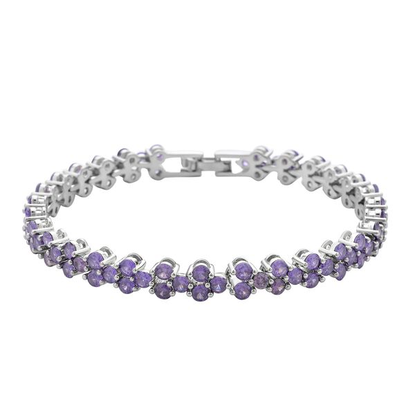 Lila Zirkonia Armband, ca. 20 cm, Messing ca. 17,50 ct