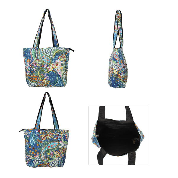 Kantha Schultertasche f&uuml;r Damen, Blau image number 4