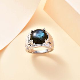 Labradorit Ring, Messing (Größe 21.00) ca. 5.82 ct