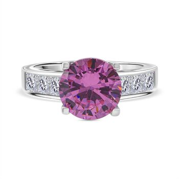 Lustro Stella Rosa Saphir-Farbener Zirkonia, Wei&szlig;er Zirkonia Ring 925 Silber rhodiniert (Gr&ouml;&szlig;e 17.00)