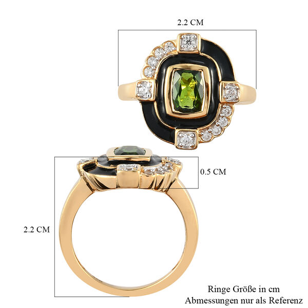 Nat&uuml;rlicher Chromdiopsid und Zirkon Ring 925 Silber vergoldet  ca. 1,23 ct image number 5
