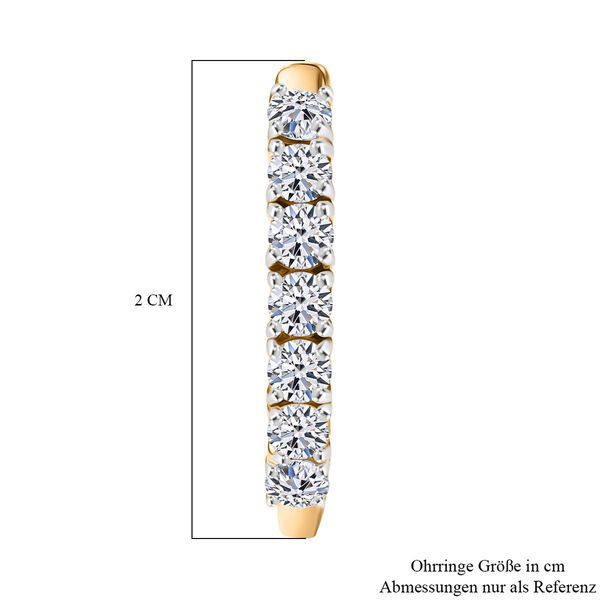LUXURIANT SGL zertifizierte SI-GH Labor Diamant Ohrringe, 925 Silber 750 Gelbgold Vermeil - 0,99 ct. image number 4