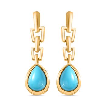 AA Amerikanische Nat&uuml;rliche Sleeping Beauty T&uuml;rkis Ohrringe 925 Silber 750 Gelbgold Vermeil ca. 1.44 ct