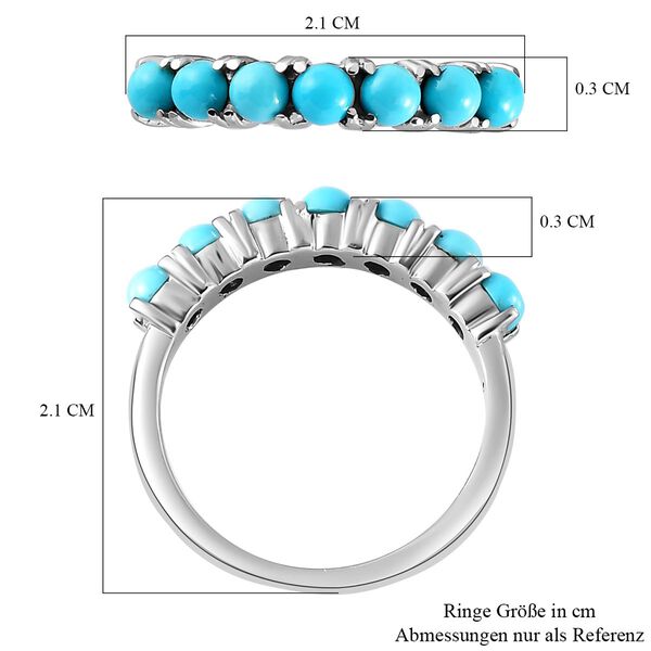 2er Set - Sleeping Beauty T&uuml;rkis und nat&uuml;rlicher, &auml;thiopischer Opal-Half-Eternity-Ring in Silberton, 1,35 ct. image number 7