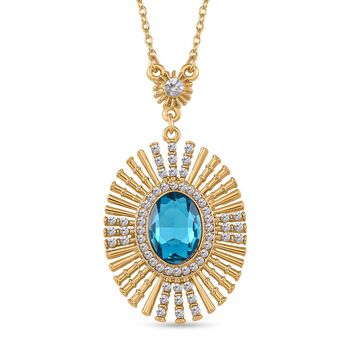 Blaue und wei&szlig;e Kristall-Halskette, 50 cm