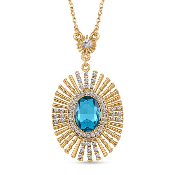 Blaue und wei&szlig;e Kristall-Halskette, 50 cm