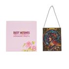 "Glass Suncatcher pendant with chain and silver frame -rectangle shape Size : 12x15cm Weight: 240g Material: Metal frame+ glass Color: Multicolor Design: Drawing of Alphonse Maria Mucha-2"