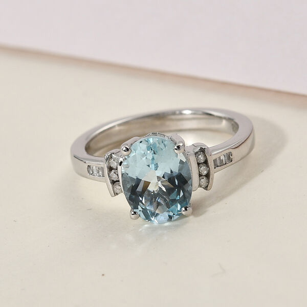 Espirito Santo Aquamarin und Diamant Ring 925 Silber platiniert  ca. 1,77 ct image number 2