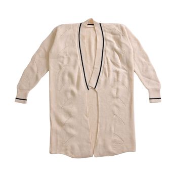 Longline Offener Cardigan, Elfenbein