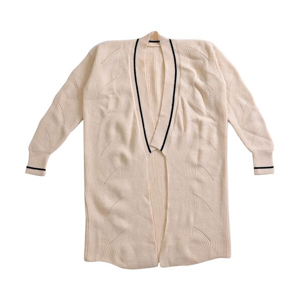 Longline Offener Cardigan, Elfenbein