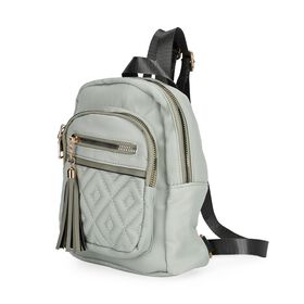 Moderner Kunstleder Rucksack in Steppoptik mit RFID-Schutz, Hellgrün
