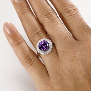 LUXURIANT DIAMOND- zertifiziert und gepr&uuml;ft AAA Labor Lila Saphir und Labor Diamant Ring in 417 Wei&szlig;gold - 4,48 ct.