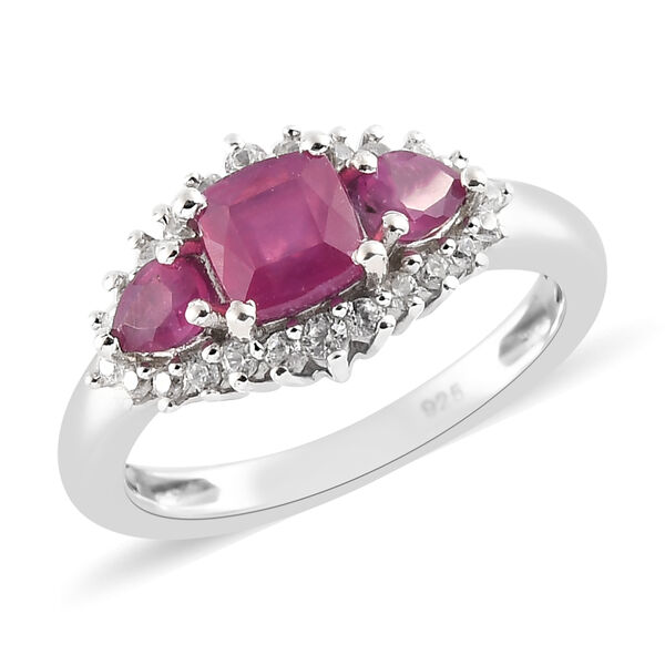 Afrikanischer Rubin und Zirkon-Ring, (Fissure gef&uuml;llt), 925 Silber platiniert image number 5