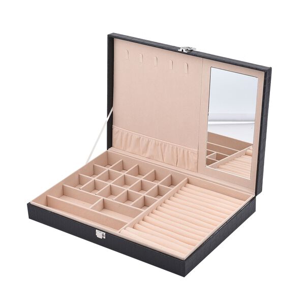 Schmuckkasten mit Kroko-Pr&auml;gung, Schwarz image number 5