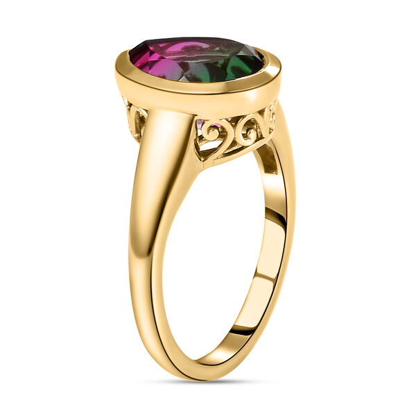 Wassermelonen-Quarz-Triplett-Ring und Anh&auml;nger, 925 Silber vergoldet ca. 7,11 ct image number 5