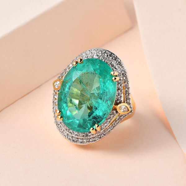 Smaragd Triplett Quarz und Zirkon Ring - 20,84 ct. image number 1