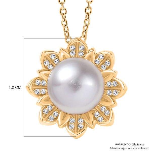 S&uuml;&szlig;wasserperle und Zirkon Anh&auml;nger mit 50cm Kette image number 6