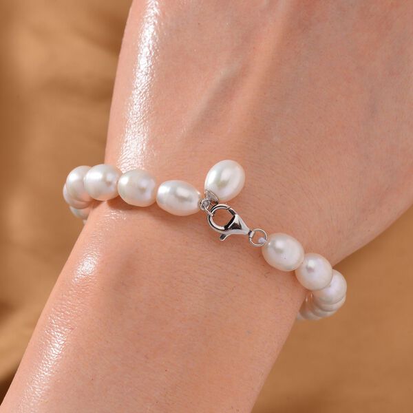 Weiße Süßwasserperlen Armband, 20 cm image number 2