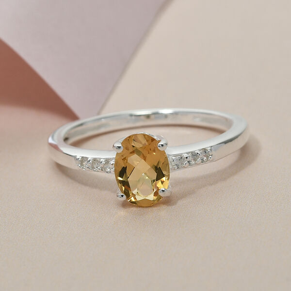 Citrin und Zirkon Ring 925 Silber  ca. 0,82 ct image number 2