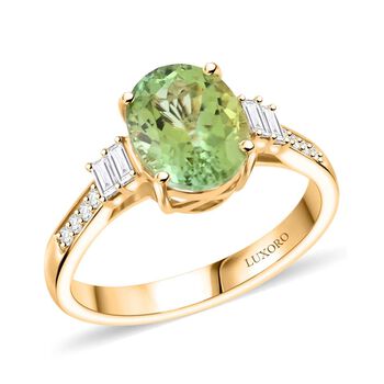 LUXORO zertifiziert und gepr&uuml;ft AAA gr&uuml;ner Turmalin und Diamant Ring in 417 Gold - 3,10 ct.