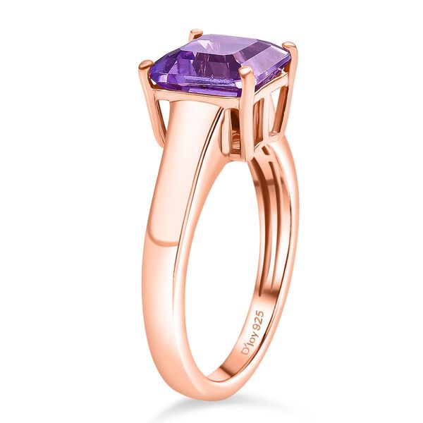 D'Joy ASSCHER-SCHLIFF AAA Rose De France Amethyst Ring 925 Silber 750 ros&eacute;vergoldet (Gr&ouml;&szlig;e 21.00) ca. 2.53 ct image number 5
