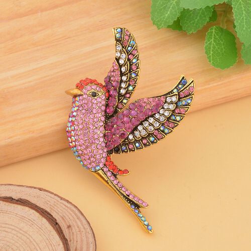 Rosa Kolibri-Kristall-Brosche image number 1