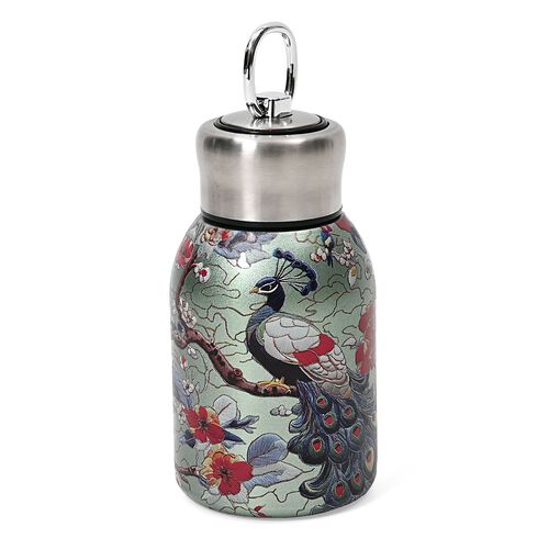 Doppelwandige Edelstahl-Trinkflasche, 260?ml, mit Koi- und Lotusmotiv