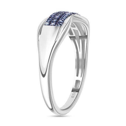 Blauer Diamant Ring, 925 Silber platiniert, (Größe 16.00), ca. 0.15 ct image number 1