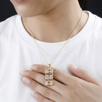 ALLORO AA afrikanischer Rubin und Zirkon-Anh&auml;nger mit 45cm Kette - 0,88 ct.