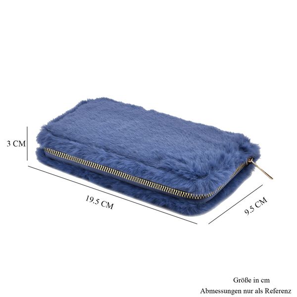 Kunstfell Brieftasche, Dunkelblau image number 7