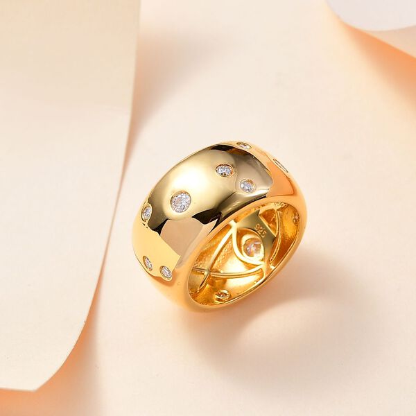 Moissanit Ring, 925 Silber 750 Gelbgold Vermeil image number 2