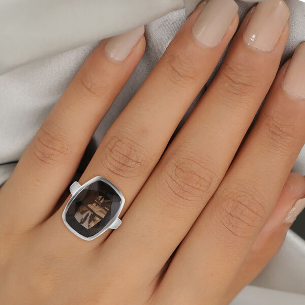 Rauchquarz-Ring, 925 Silber platiniert  ca. 13,18 ct image number 3