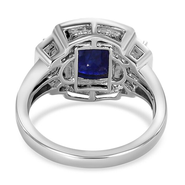 Masoala Saphir (Fissure gefüllt), Weißer Zirkon Ring 925 Silber platiniert (Größe 17.00) ca. 4.33 ct image number 6