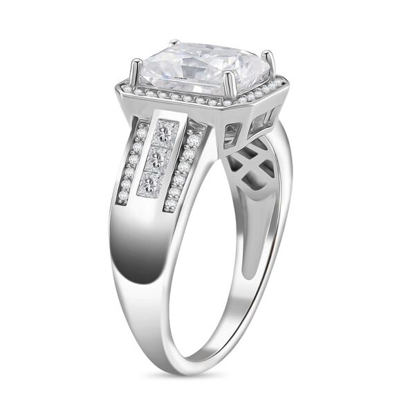 ALLE ERSTEMAL RADIANTA GRA zertifiziert RADIANT-SCHLIFF Moissanit (D-VVS) Ring 925 Silber rhodiniert (Gr&ouml;&szlig;e 18.00) ca. 3.00 ct image number 5