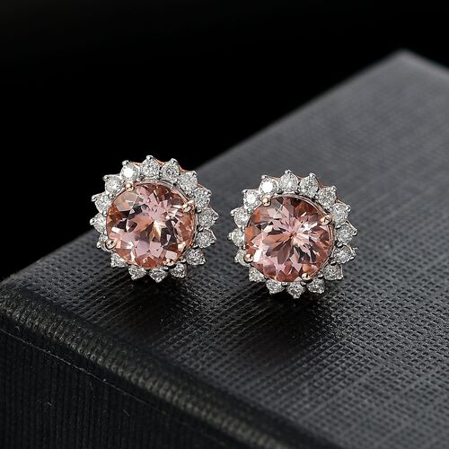 AAA Morganit, Weißer Diamant Ohrringe 417 Gold ca. 3,51 ct. image number 1