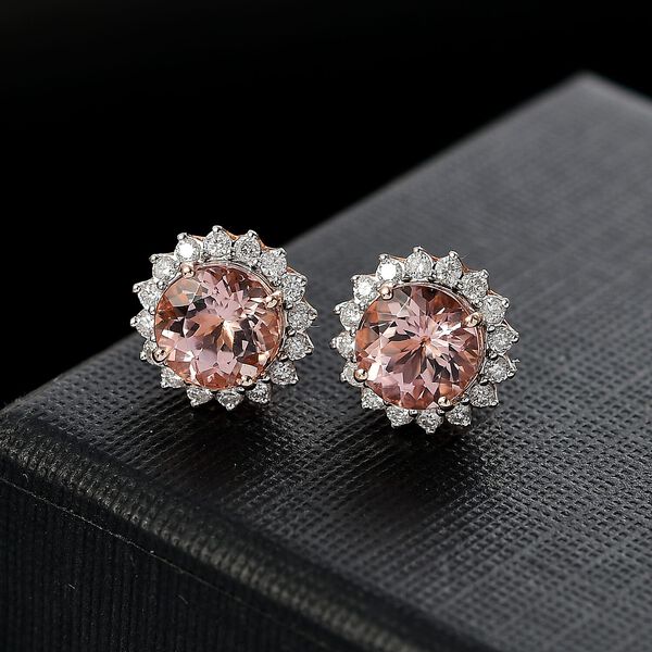 AAA Morganit, Weißer Diamant Ohrringe 417 Gold ca. 3,51 ct. image number 1