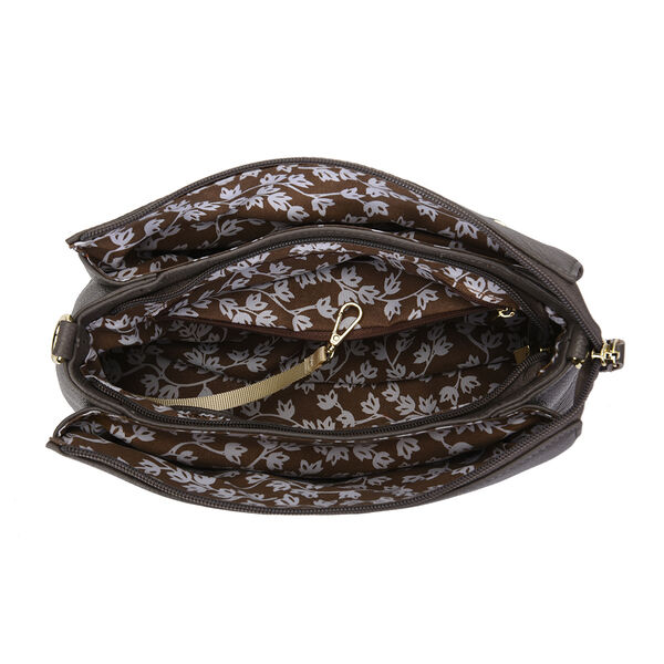 Sencillez Crossbody Tasche aus echtem Leder,  Gr&ouml;&szlig;e 28x9x17 cm, Grau image number 5