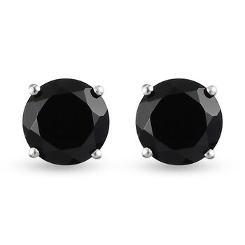 Schwarzer Spinell Ohrstecker 925 Silber platiniert ca. 3,30 ct