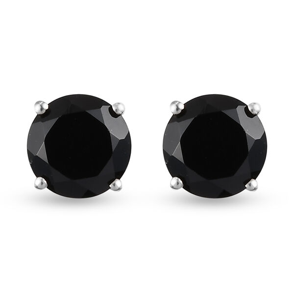 Schwarzer Spinell Ohrstecker 925 Silber platiniert ca. 3,30 ct