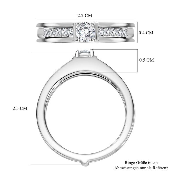 2er-Set Moissanit Ringe, 925 Silber rhodiniert - 0,48 ct. image number 7