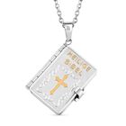 Bibel-Anhänger mit Kette und vergoldetem Kreuz - Bicolor-Design, Flexibel, 61-71cm