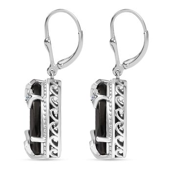 D'Joy Elite Shungit, Wei&szlig;er Zirkon Ohrringe 925 Silber platiniert ca. 5.19 ct