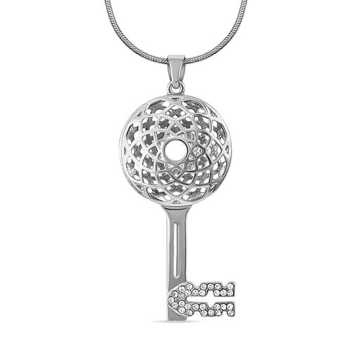 Weißer Kristall-Schlüssel-Anhänger mit Kette in Silberton, 73 cm image number 0