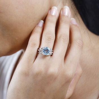 AA Himmelblauer Topas Ring, Messing, (Gr&ouml;&szlig;e 21.00), ca. 4.24 ct