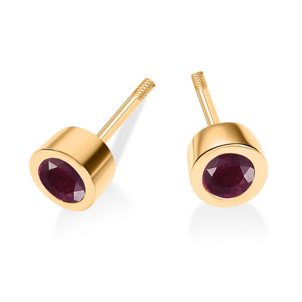 Afrikanische Rubin Ohrringe, 925 Silber 750 Gelbgold Vermeil - 0,76 ct. image number 6