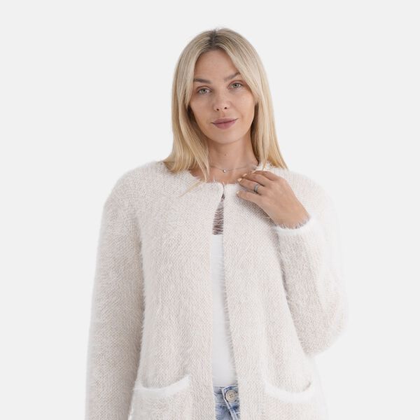 Kuschelweicher, langer &Uuml;bergangs-Cardigan mit 2 Taschen, Beige image number 4