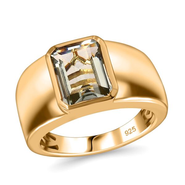 Prasiolith Ring, 925 Silber Gelbgold Vermeil (Gr&ouml;&szlig;e 19.00) ca. 2.46 ct image number 3